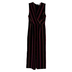 Diane Von Furstenberg Jumpsuit Size 6 Striped Sleeveless Ankle Wide Leg V Neck